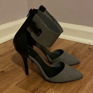 Black and grey stiletto heels